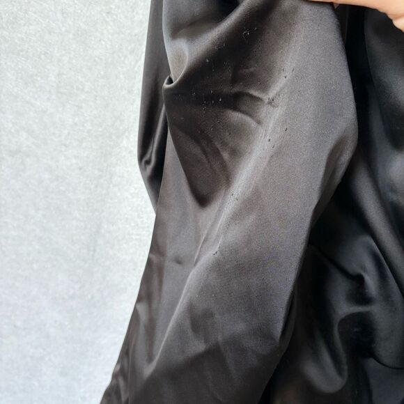 Vtg Cache Dress 12 Black Satin Cap Sleeve Bodycon Cocktail Formal Midi - Picture 6 of 11